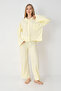 Luna Rib Knit Yellow Long Sleeve Shirt Collar Women's Pajama Set - 3
