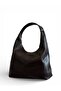 Women's Bitter Brown Oversize Zippered Wide Cut Large Shoulder Bag New York - 5