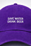 ''Save Water Drink Beer'' Embroidered Washable Cap /''Save Water Drink Beer'' Embroidered Washed Cap - 2