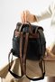 Genuine Leather Striped Vintage Women's Backpack Medium Size - 4