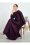 Purple Foil Print A-Line Jalabiya with Pockets