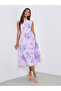 Lilac Floral Sleeveless Midi Dress