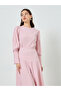 Pink Gingham Midi Dress with Button Cuff - 2