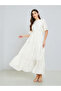 Women Cream Bell Sleeve tiered Maxi Dress - 3