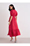 Women Red Floral Print Wrap Midi Dress - 4