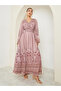 Purple Printed Belted A-Line Jalabiya - 3