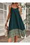Women Green Printed Hem Strappy Knee-Length Dress - 3