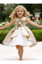 Girls Beige Embellished Sleeveless Pleated Dress