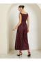 Red Floral Sleeveless Pleated Maxi Dress - 5