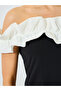 Black Off Shoulder Contrast Ruffled Detail Maxi Dress - 5