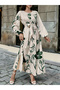 Green Floral Print Ruffled Hem A-Line Maxi Dress - 3