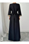 Black Embellished Belted A-Line Jalabiya - 5