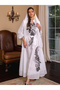 Women White Embroidered Organza Jalabiya - 4