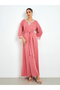 Pink Embellished Tassel Trim A-Line Jalabiya - 4