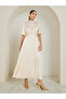 Cream Embellished Pleated A-Line Maxi Dress - 3