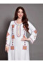 Women White Embroidered A-Line Jalabiya - 4