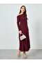 Burgundy Asymmetric Neck Maxi Dress - 2