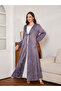 Floral Print Purple Abaya with Front Tie Detail - 2