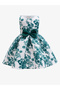 Girls Green Floral Print Sleeveless Dress - 2