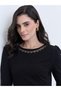 Women Black Embellished Neckline Midi Dress - 4
