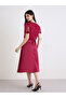 Women Red Lace Layer A-Line Midi Dress - 4