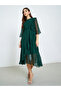 Green A-Line Midi Dress with Ruffle Detail - 3