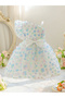 Girls White Embellished Floral Dress - 2