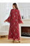 Burgundy Rhinestone Embellished A-Line Jalabiya - 5