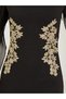 Black Lace Detail Cape Sleeve Sheath Maxi Dress - 4