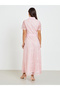 Pink Lace Belted Shirt Maxi Dress - 5