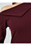 Burgundy Asymmetric Neck Maxi Dress - 5