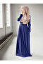 Blue Pleated Long Sleeve Maxi Dress - 5