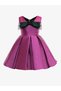 Girls Pink Sleeveless Dress with Bow Detail - 2