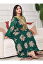Women Green Embroidered A-Line Jalabiya - 4