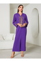 Women's Solid Rhinestone Embellished Long Sleeve Golden Trim Hoodie Jalabiya - 4