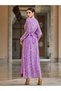 Women Lilac Flower and Golden Patch Detail Jalabiya - 4