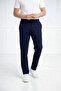 Men's straight leg elastic waist drawstring casual sports sweatpants - navy blue - 2