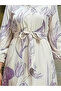Purple Floral Print Ruffled Hem A-Line Maxi Dress - 4