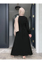 فستان ماكسي أسود بأكمام طويلة قَصّة على شكل A - 2