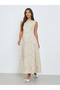 Women Beige Floral Sleeveless Maxi Dress - 3