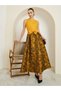 Yellow Floral Sleeveless Maxi Dress with Bow Detail