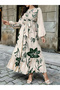 Green Floral Print Ruffled Hem A-Line Maxi Dress - 4