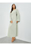 Green Asymmetric Neck Long Sleeve Maxi Dress - 3