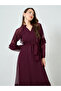 Maroon Embroidered Maxi Dress with Ruffle Detail - 2