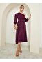 Burgundy One Shoulder A-Line Midi Dress