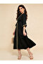 Black Belted A-Line Jalabiya with Gold Trim - 4