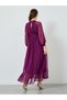 Women Purple Textured Long Sleeves A-Line Maxi Dress - 6