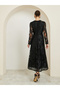 All-Lace Textured Long Sleeve A-Line Maxi Dress - 5