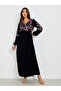 Women Embroidered V Neck Maxi Dress - 3