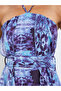 Women Blue Printed Sleeveless A-Line Maxi Dress - 4
